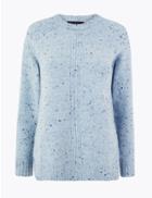 Marks & Spencer Textured Relaxed Fit Jumper Medium Blue Mix