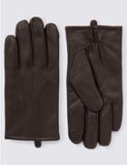 Marks & Spencer Leather Touchscreen Gloves With Thinsulate&trade; Brown