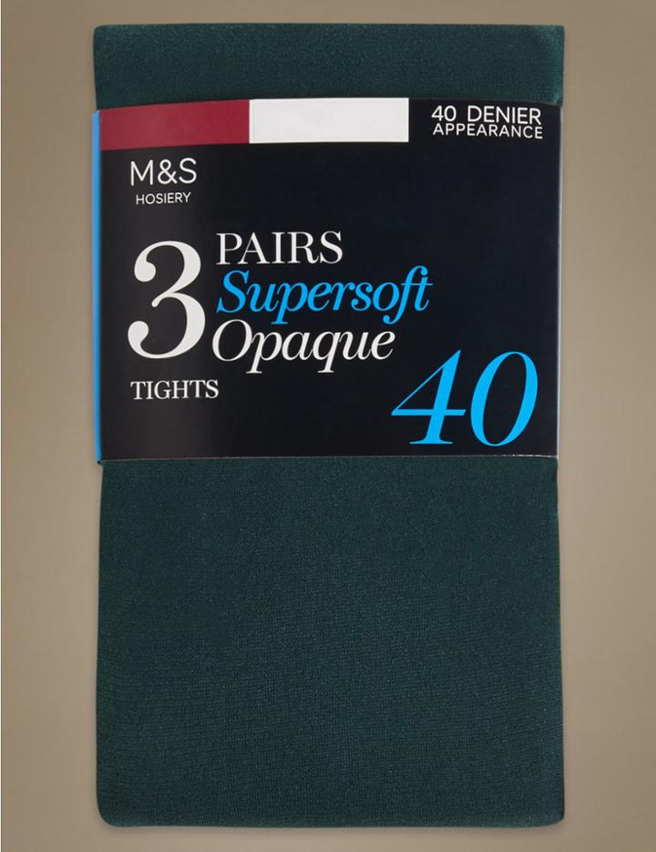 Marks & Spencer 3 Pair Pack 40 Denier Tights Green