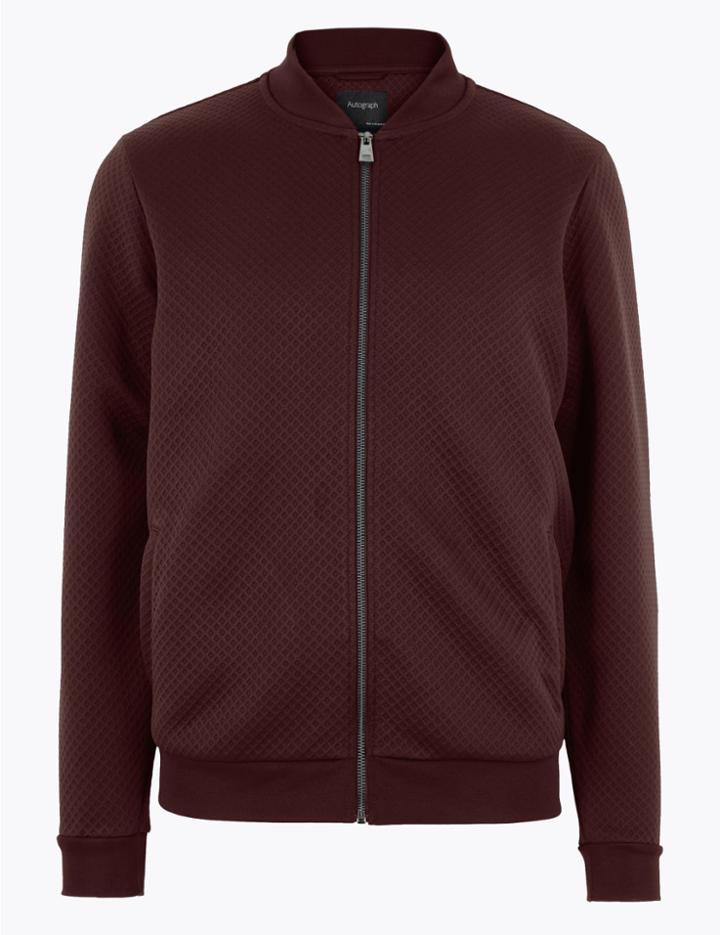 Marks & Spencer Supima Cotton Jacquard Baseball Jacket Rum