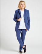Marks & Spencer Cotton Blendstriped Straight Leg Trousers Blue Mix