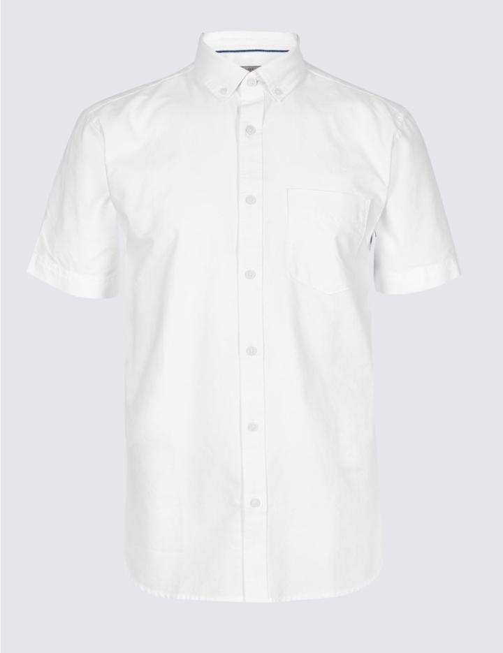 Marks & Spencer Easy To Iron Pure Cotton Slim Fit Oxford Shirt White