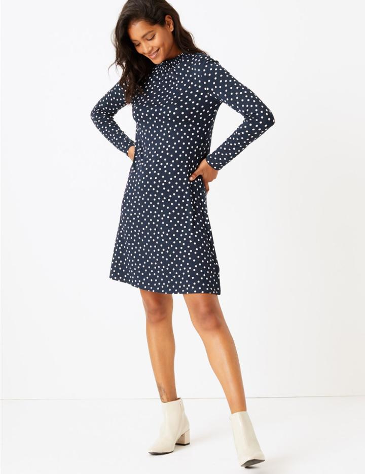 Marks & Spencer Polka Dot Jersey Swing Dress