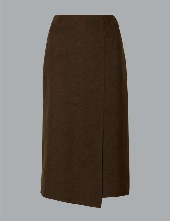 Marks & Spencer Wrap Midi Skirt Oak