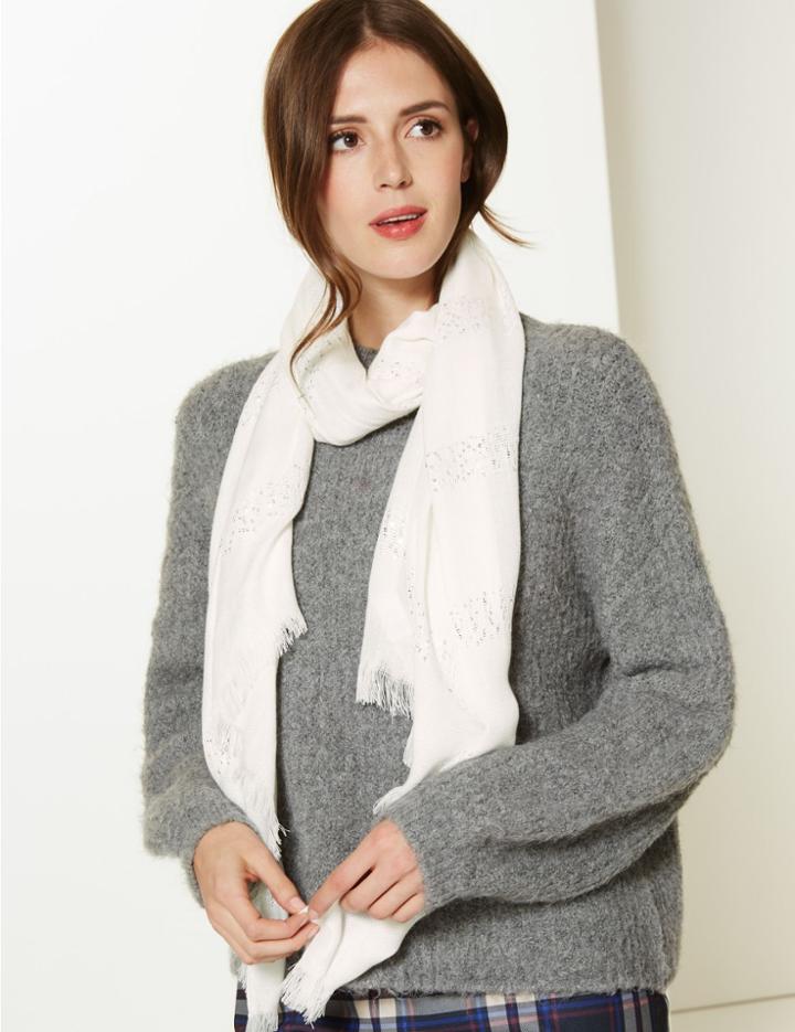 Marks & Spencer Sequin Scarf Cream