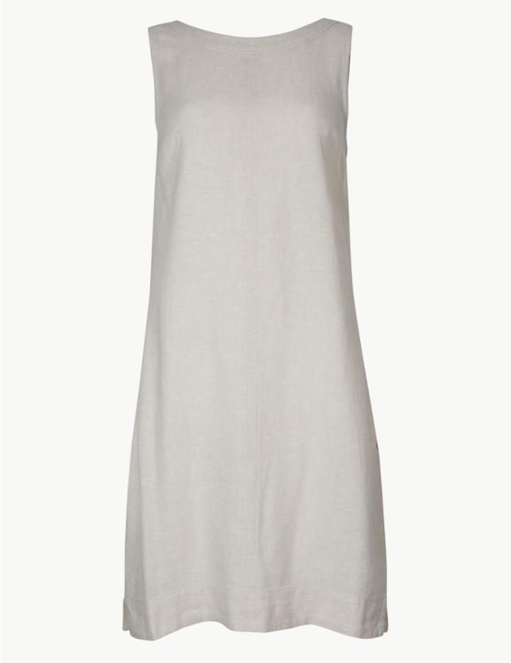 Marks & Spencer Linen Rich Shift Mini Dress Oatmeal