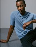 Marks & Spencer Cotton Blend Slim Fit Polo Shirt Blue