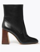 Marks & Spencer Leather Flared Heel Ankle Boots Black