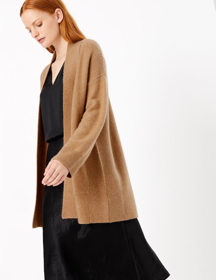 Marks & Spencer Pure Cashmere Longline Cardigan Camel