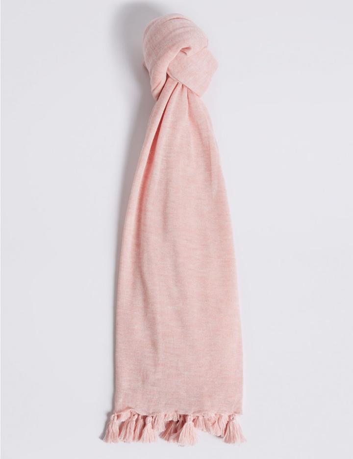 Marks & Spencer Tassel Knit Scarf Pink Mix