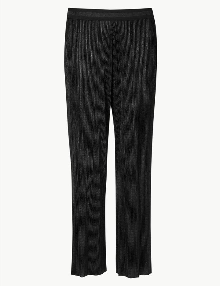 Marks & Spencer Cropped Wide Leg Trousers Black