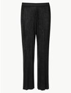 Marks & Spencer Cropped Wide Leg Trousers Black