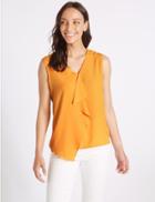 Marks & Spencer Ruffle Front V-neck Blouse Yellow