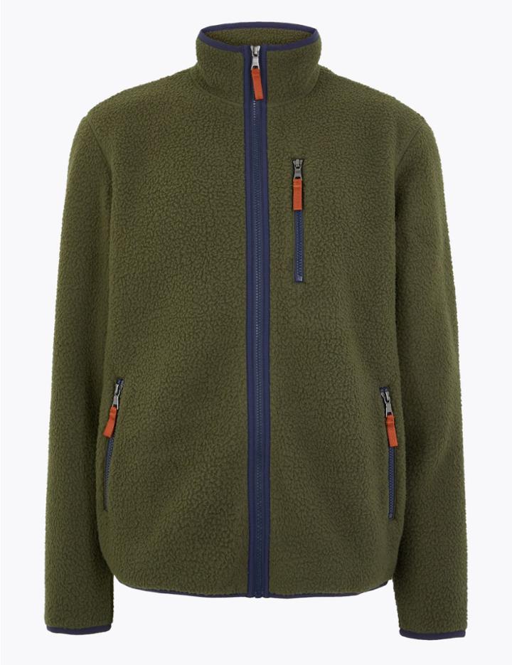 Marks & Spencer Sherpa Fleece Jacket Khaki