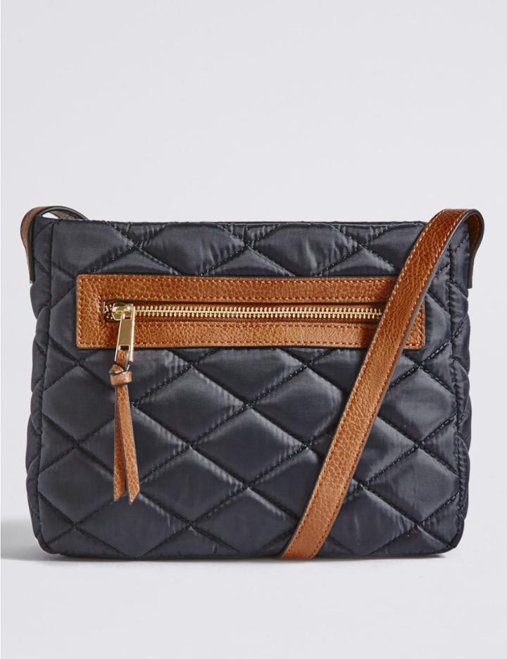 Marks & Spencer Quilted Across Body Bag Navy Mix