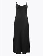 Marks & Spencer Silky Slip Midi Dress Black