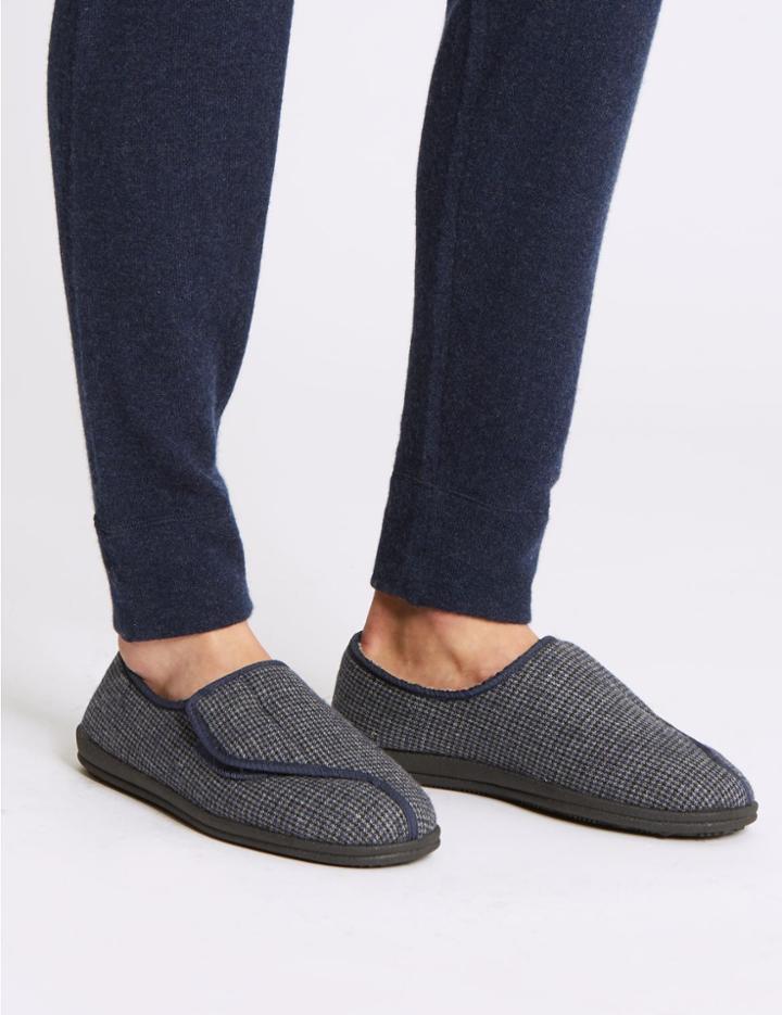 Marks & Spencer Riptape Slippers With Freshfeet™ Navy Mix