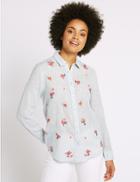 Marks & Spencer Pure Cotton Ditsy Embroidered Shirt Chambray Mix