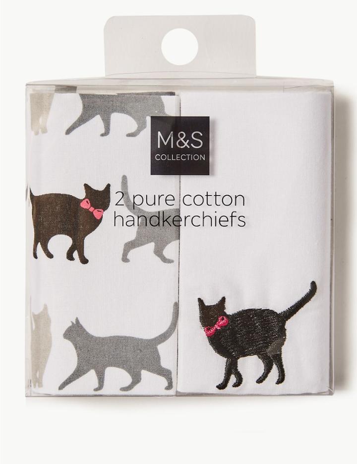 Marks & Spencer 2 Pack Pure Cotton Handkerchiefs White Mix