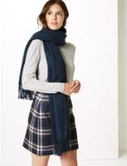Marks & Spencer Scarf With Wool Navy