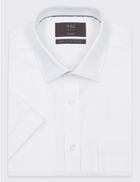 Marks & Spencer Short Sleeve Non-iron Tailored Fit Shirt White