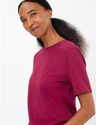 Marks & Spencer Pure Cotton Straight Fit T-shirt Deep Red