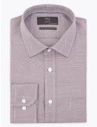 Marks & Spencer Regular Fit Textured Non-iron Shirt Burgundy Mix