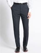 Marks & Spencer Tailored Fit Flat Front Trousers Navy