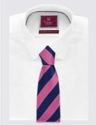 Marks & Spencer Pure Silk Bold Stripe Tie Pink Mix