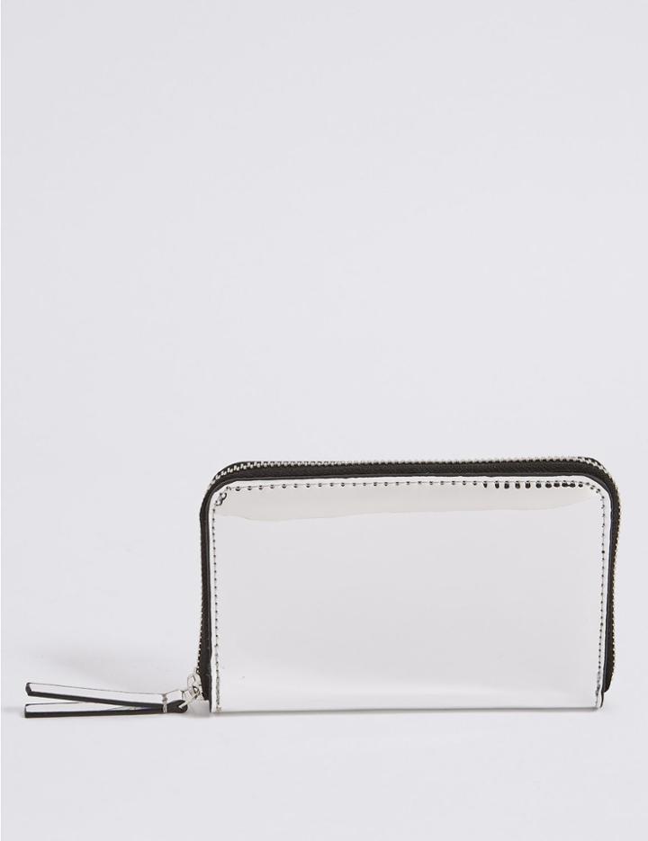 Marks & Spencer Faux Leather Zip Around Purse Metallic
