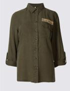 Marks & Spencer Utility Long Sleeve Shirt Khaki Mix