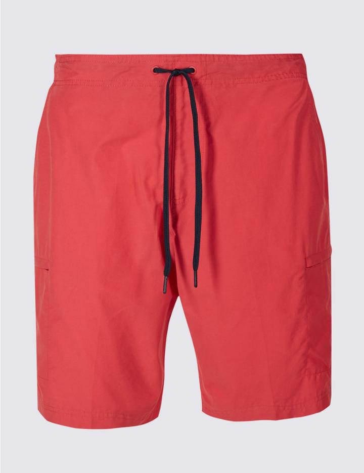 Marks & Spencer Cotton Rich Quick Dry Swim Shorts Flame