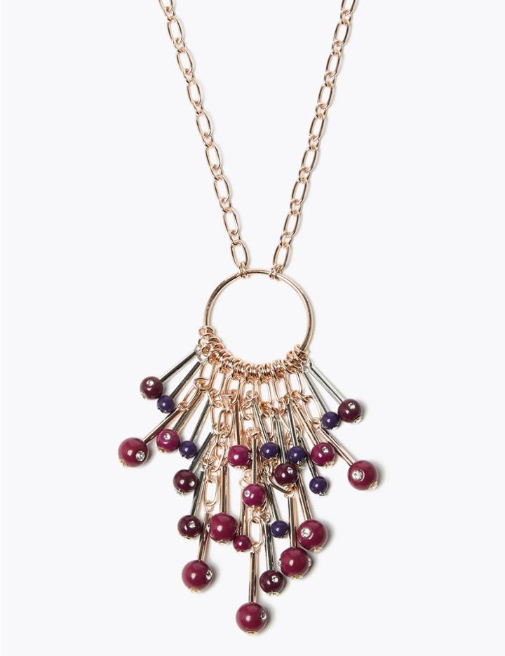 Marks & Spencer Waterfall Bead Pendant Necklace Purple Mix