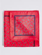 Marks & Spencer Pure Silk Printed Pocket Square Red