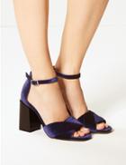 Marks & Spencer Wide Fit Statement Heel Ankle Strap Sandals Purple