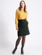 Marks & Spencer Cotton Blend Buckle Detail A-line Mini Skirt Forest Green