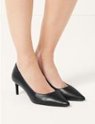 Marks & Spencer Wide Fit Leather Kitten Heel Court Shoes Black