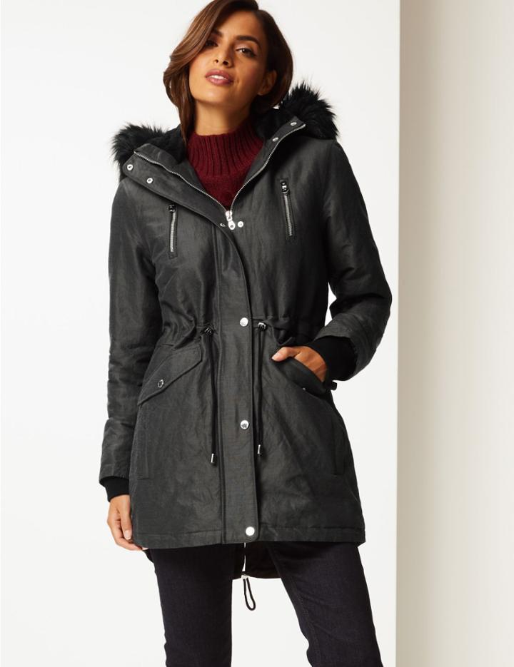 Marks & Spencer Metallic Zipped Parka With Stormwear&trade; Metallic