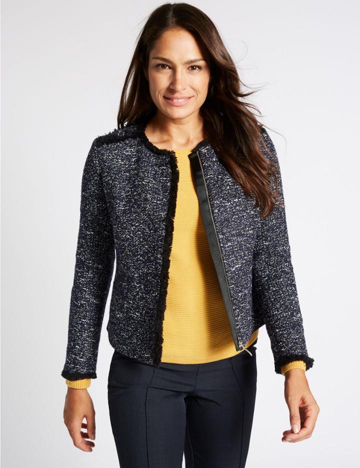 Marks & Spencer Textured 2 Pocket Jacket Blue Mix