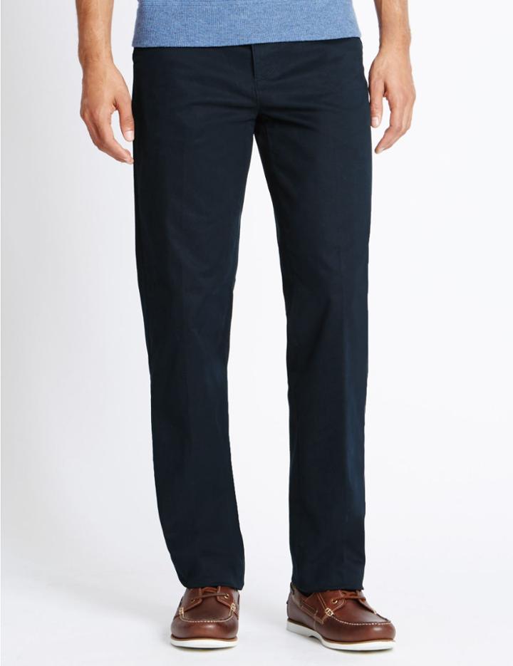 Marks & Spencer Straight Fit Trousers Navy