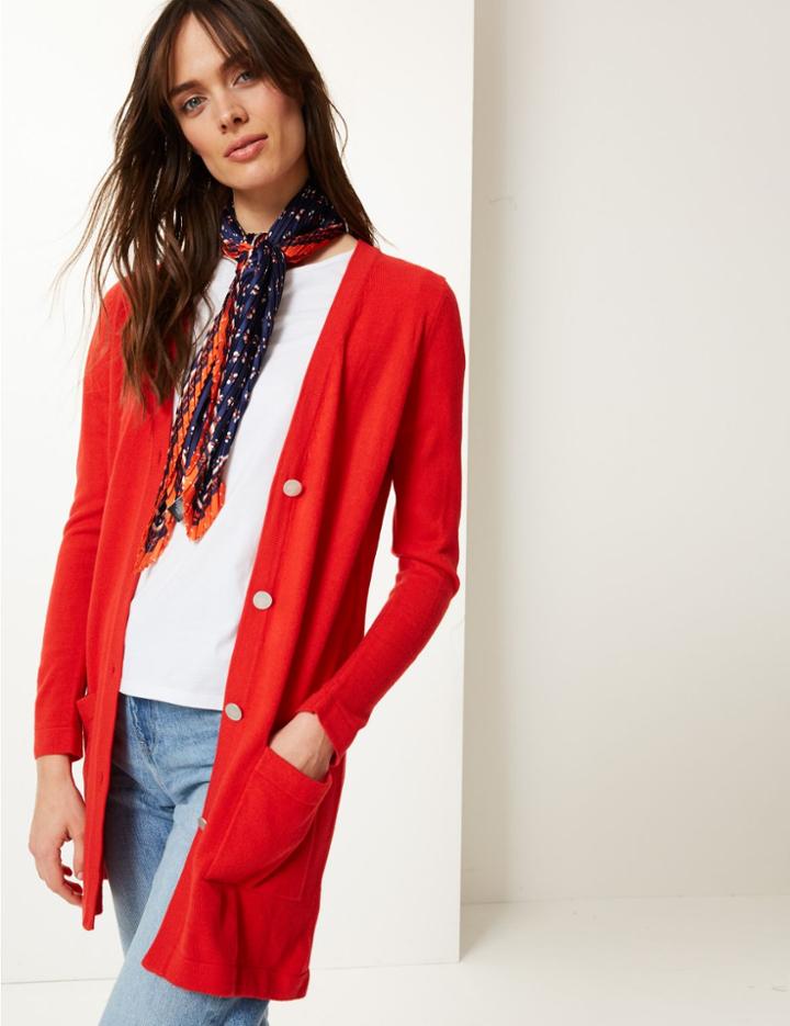 Marks & Spencer V-neck Cardigan Chilli