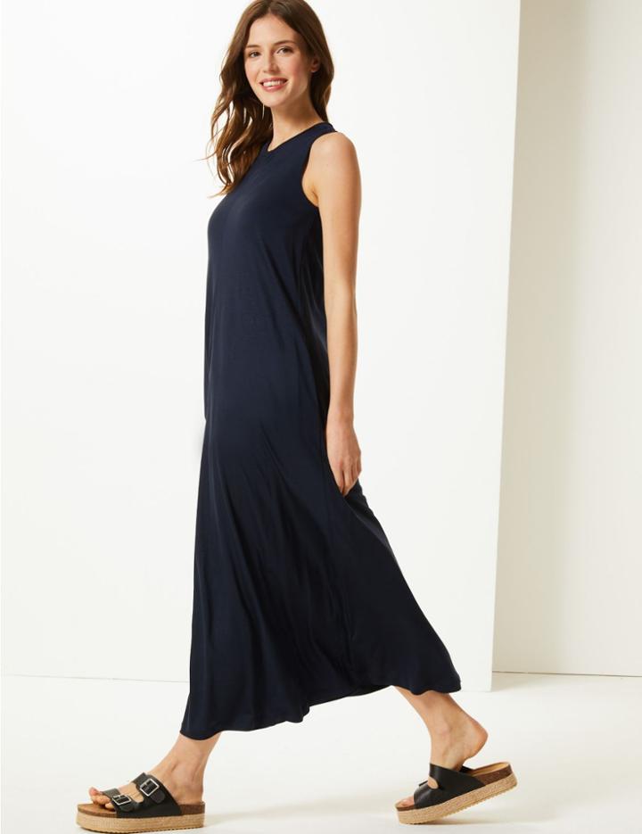 Marks & Spencer Round Neck Swing Maxi Dress Navy