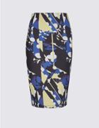 Marks & Spencer Geometrical Print Pencil Skirt Navy Mix