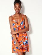 Marks & Spencer Floral Print Knot Swing Dress Orange Mix