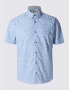 Marks & Spencer Pure Cotton Slim Fit Printed Shirt Bright Blue