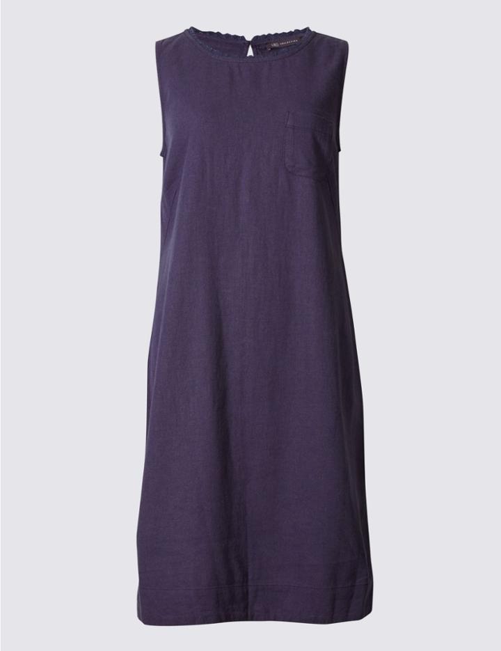 Marks & Spencer Linen Blend Tunic Dress Navy