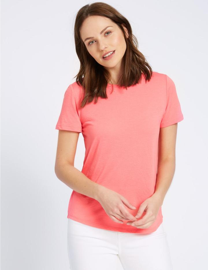 Marks & Spencer Round Neck Short Sleeve T-shirt Watermelon