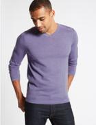 Marks & Spencer Pure Extra Fine Merino V-neck Jumper Light Lilac