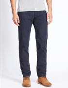 Marks & Spencer Slim Fit Pure Cotton Flat Front Chinos Navy