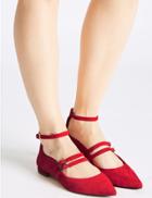 Marks & Spencer Suede Strap Pump Shoes Red